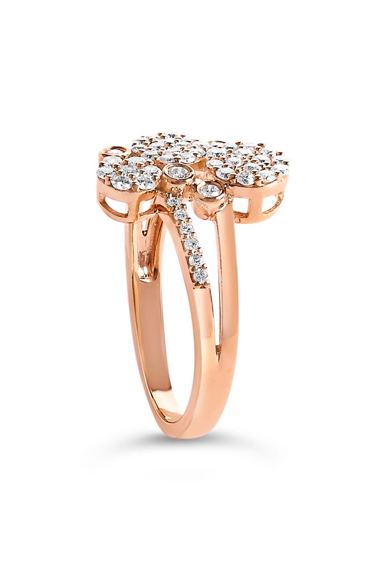 Silver 1/2 Cttw Diamond Scatter Composite Bypass Ring, Alternate, color, Rose