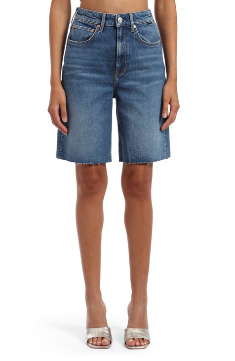 Long denim shorts best sale