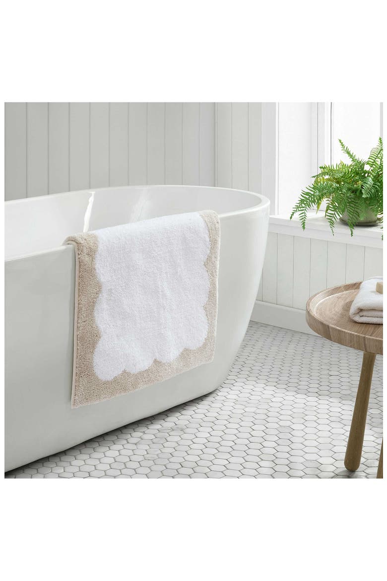 Bedford Scallop Microfiber Bath Rug, Main, color, WHITE/ LINEN