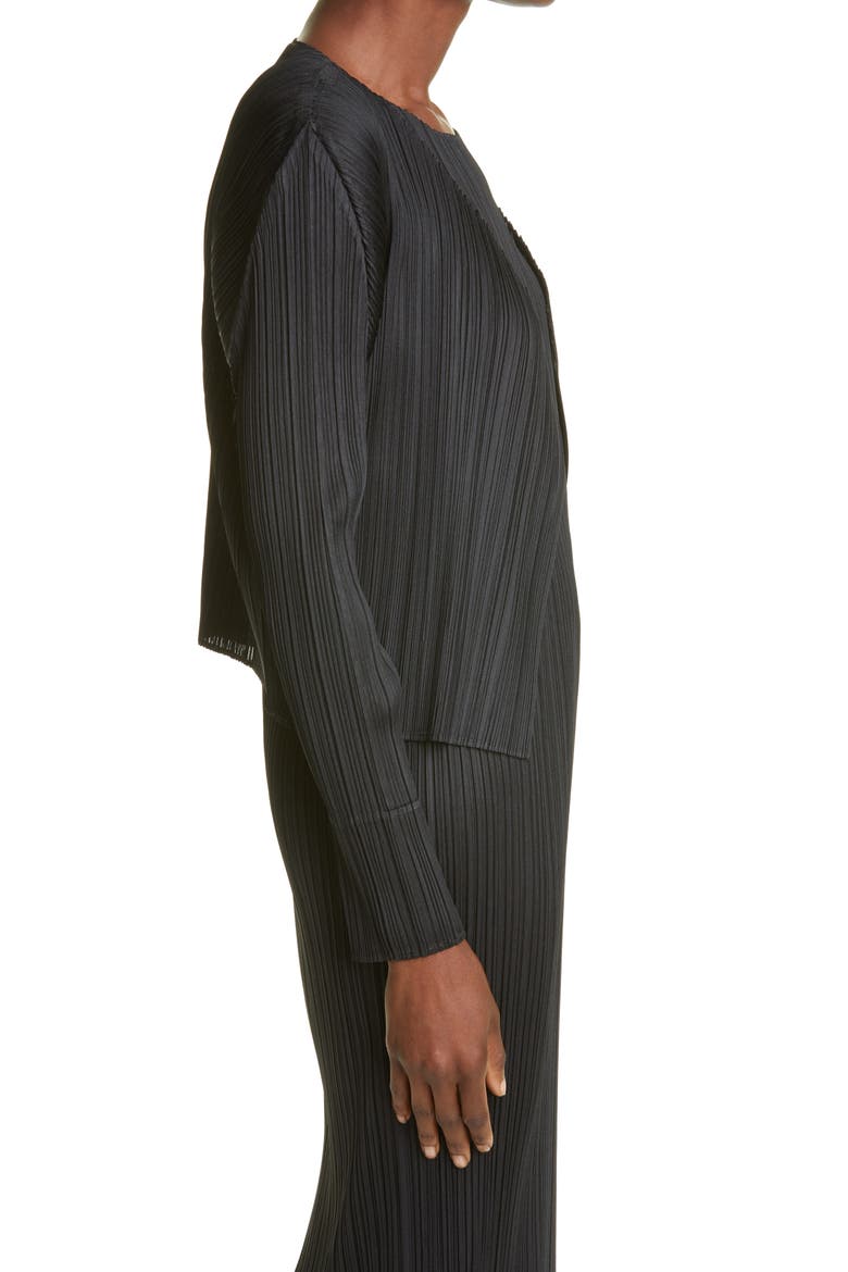 Pleats Pleats Issey Miyake Pleated Open Front Crop Cardigan, Alternate, color, BLACK