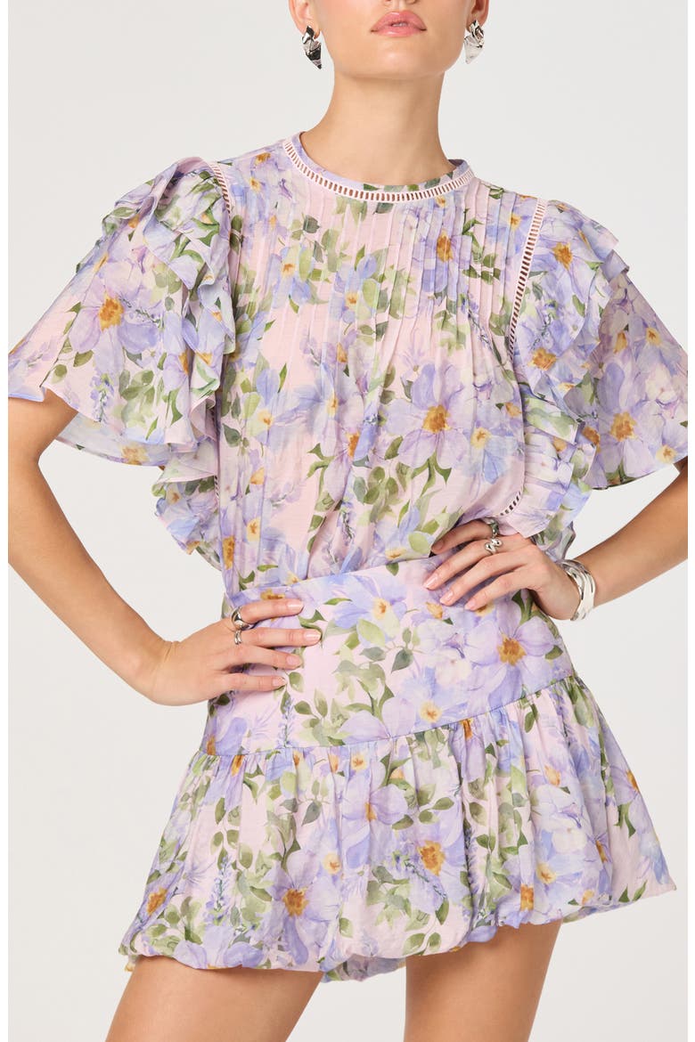 Kinley Flutter Sleeve Top, Main, color, LILAC FLORAL