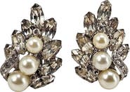 MADISON BEVERLY HILLS Vintage Clear Rhinestone & Pearl Earrings