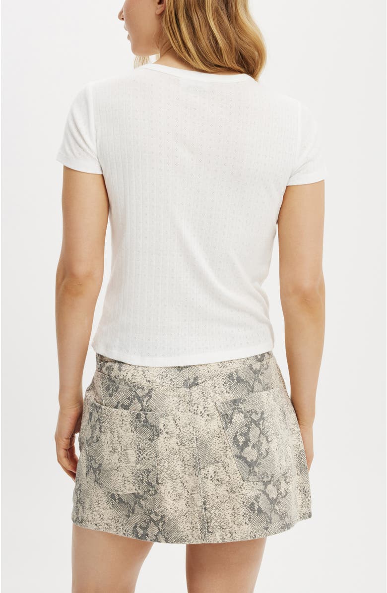 Cotton On Women's Fitted Graphic Pointelle Lcn Longline Tee, Alternate, color, Lcn Dol Dolly Butterfly