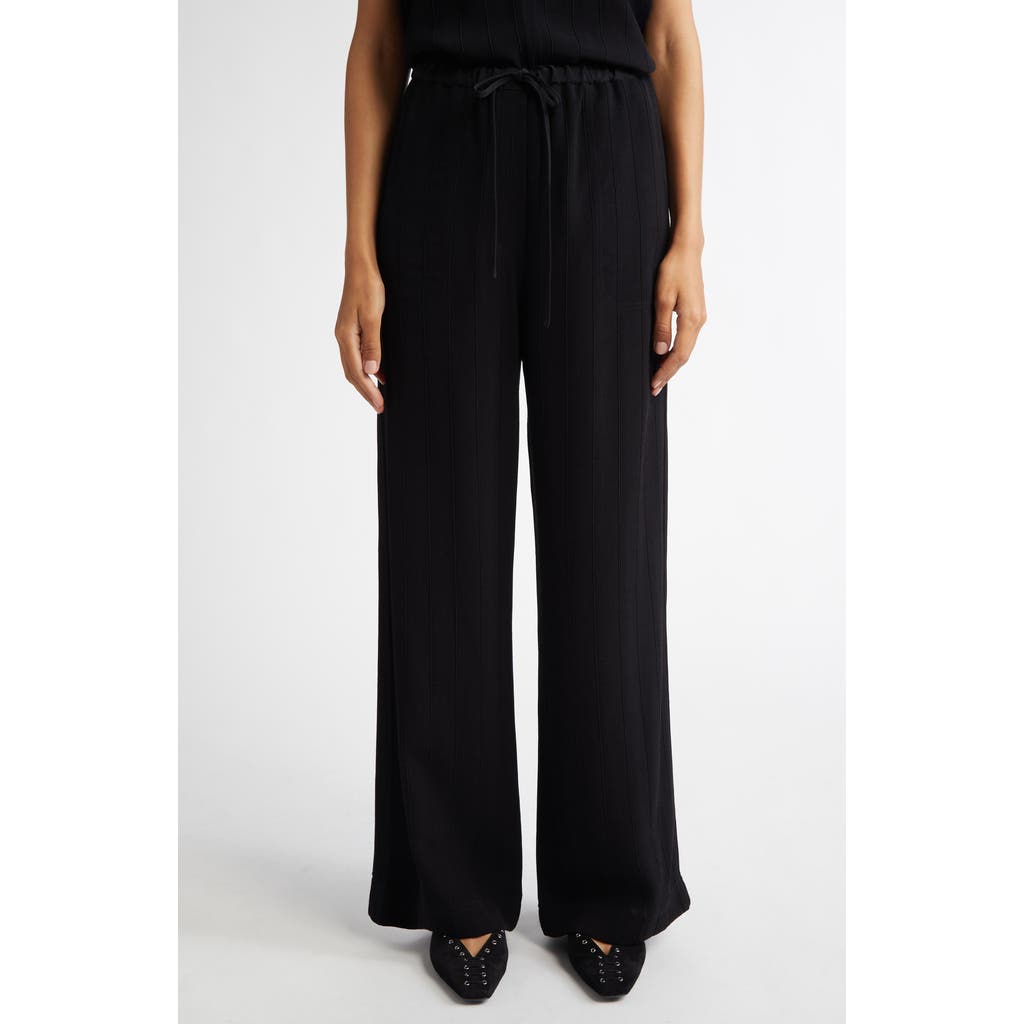 Totême Black Woven Stripe Drawstring Trousers In Black