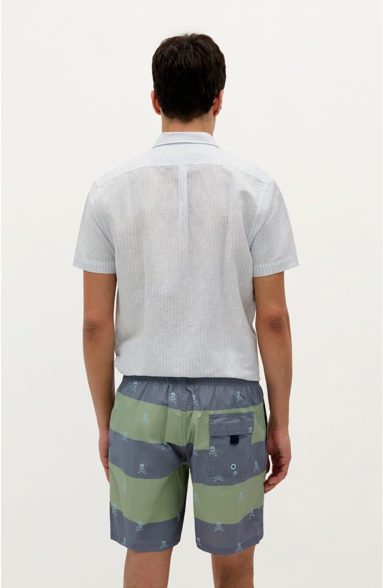 Scalpers Skull Stripes Swimsuit, Alternate, color, Greyish Blue