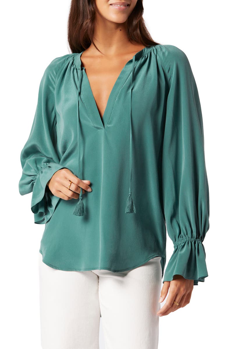 Joie Cecarina Silk Blouse, Main, color, Posy Green