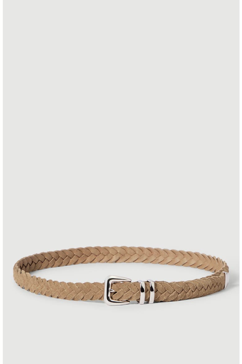 Reversed calfskin braided belt with tip, Main, color, Hazelnut