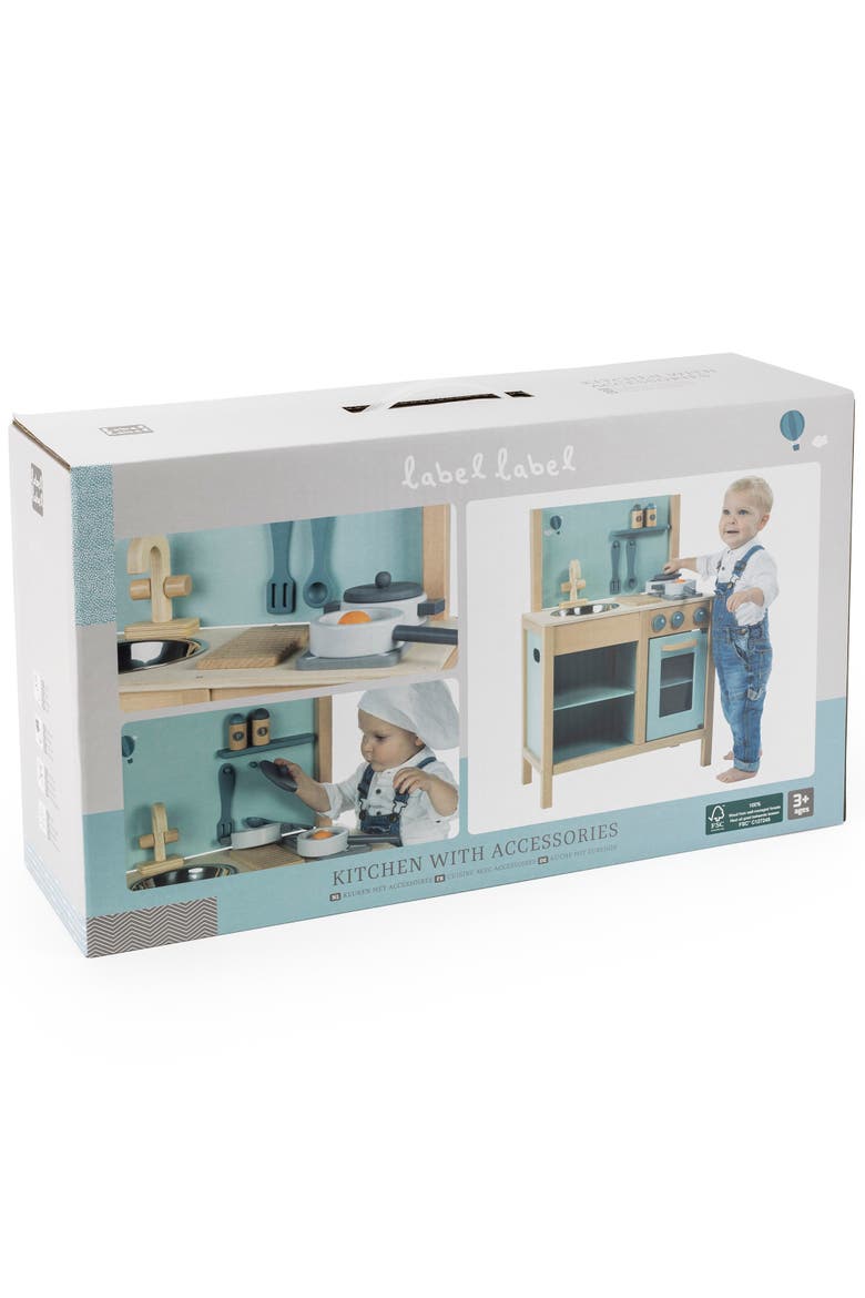 Wooden Kitchen Play Set Green, Ages 3+, Alternate, color, Multicolored