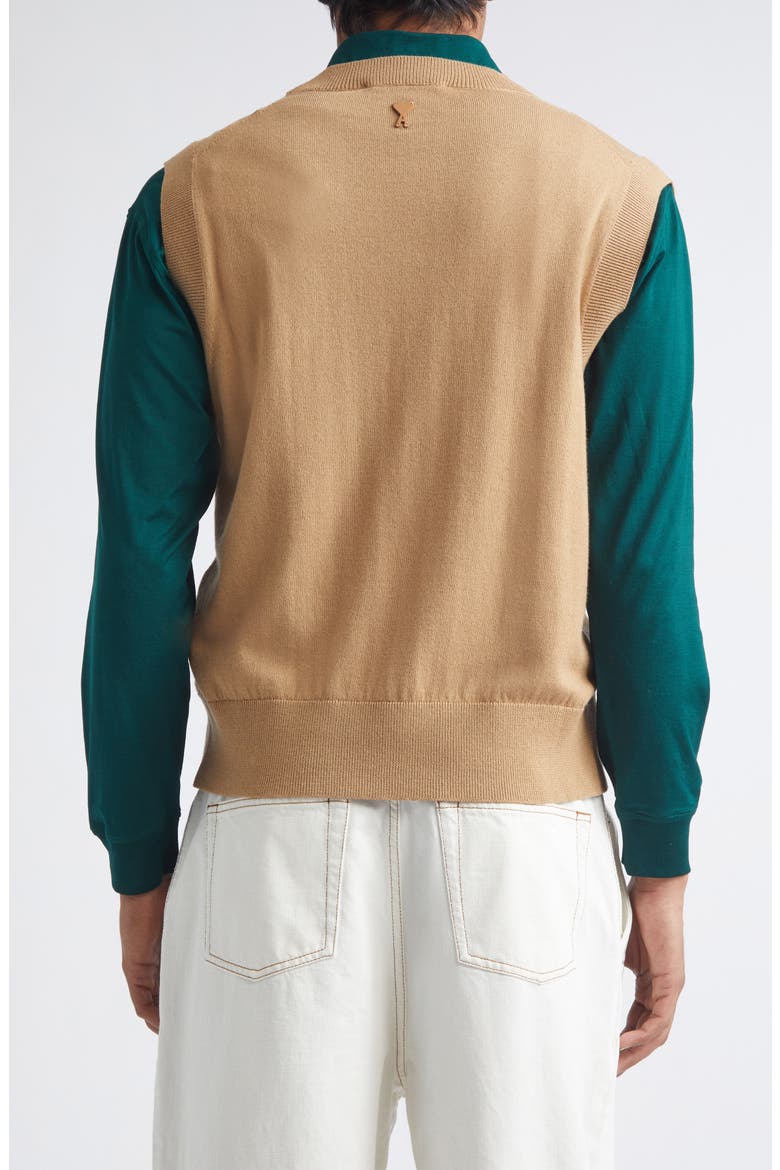 Argyle Plaid Intarsia Knit Wool & Cotton Sweater Vest, Alternate, color, CAMEL/ JAUNE/ VERT