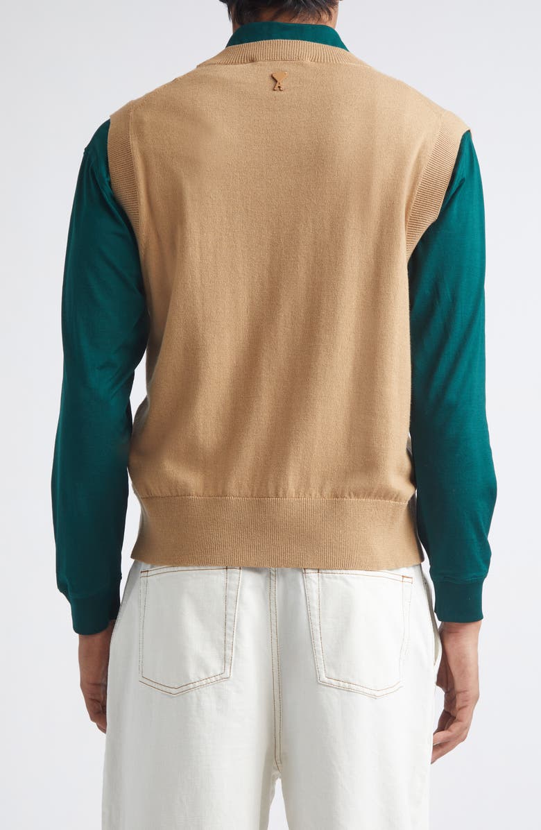AMI PARIS Argyle Plaid Intarsia Knit Wool & Cotton Sweater Vest, Alternate, color,