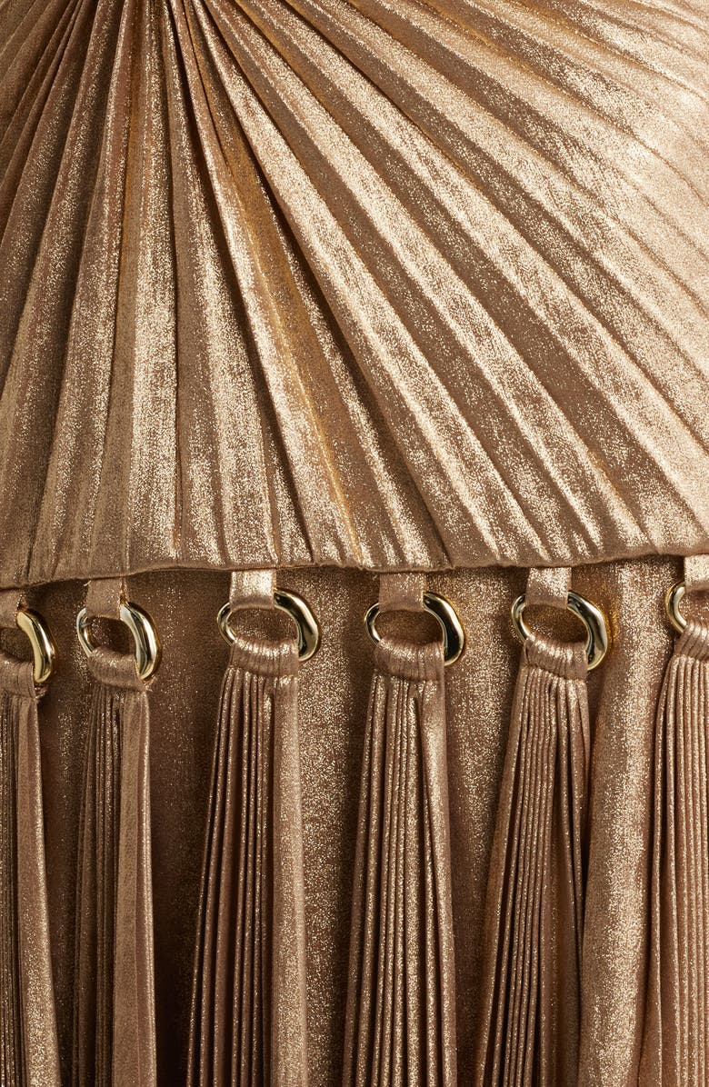 Acler Fintry Metallic Pleated Maxi Dress, Alternate, color, Gold