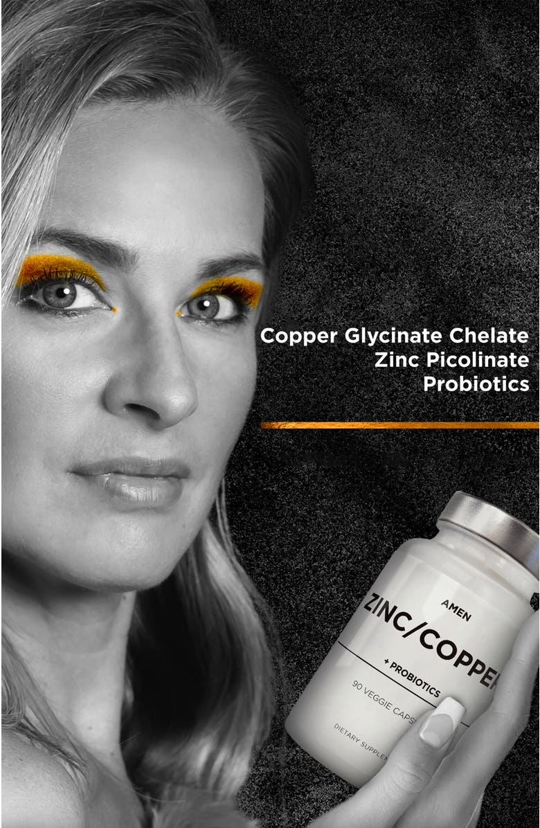 Codeage Amen Zinc & Copper Supplement + Probiotics, Alternate, color, White