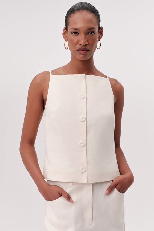 Exquise Rebeca Square Neck Button Front Sleeveless Blouse in Cream at Nordstrom, Size X-Small