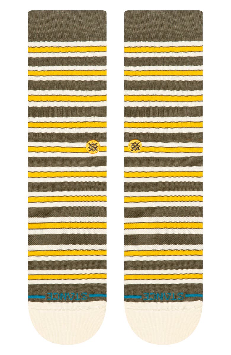 Stance Ollie Stripe Crew Socks, Alternate, color, Olive