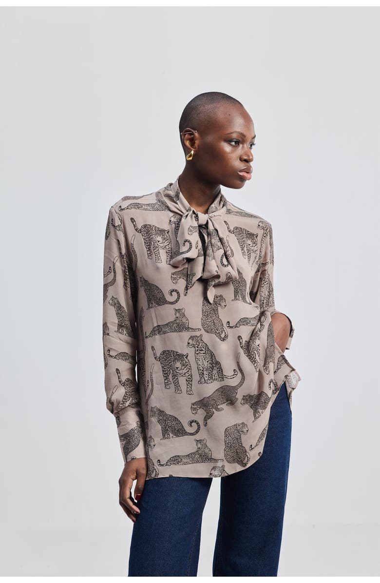 Reistor Relaxed-Fit Top with Front Tie, Alternate, color, Feral Whispers