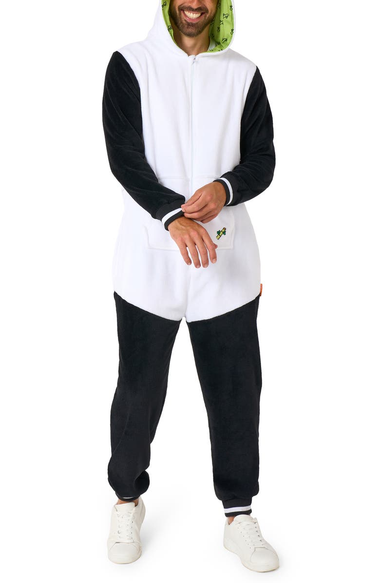 OppoSuits Panda Hooded Fleece Costume Jumpsuit, Main, color, Black