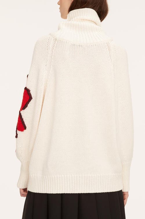 Rebecca Taylor Botanical Intarsia Turtleneck In Strawberry Combo