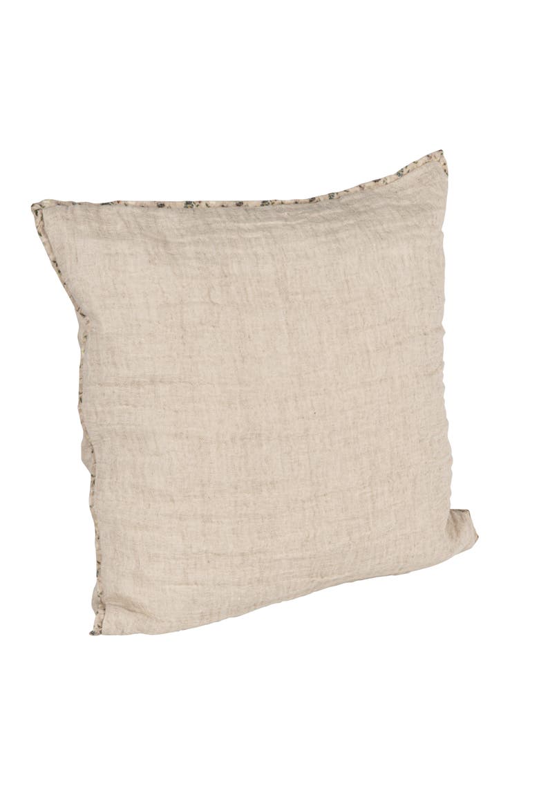 Patterned Edge Woven Cotton and Linen Pillow, Natural, Main, color, Natural