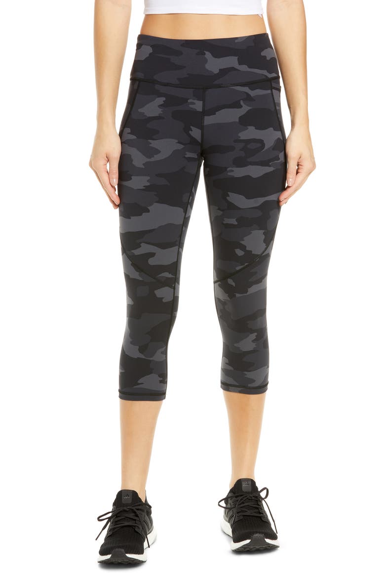Power Workout Crop Pocket Leggings, Main, color, BLACK TONAL CAMO PRINT