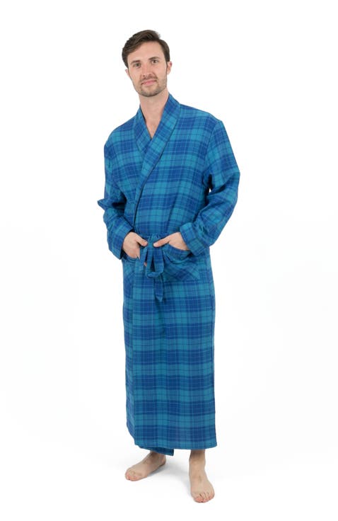 Men's Flannel Robe, 100% Cotton