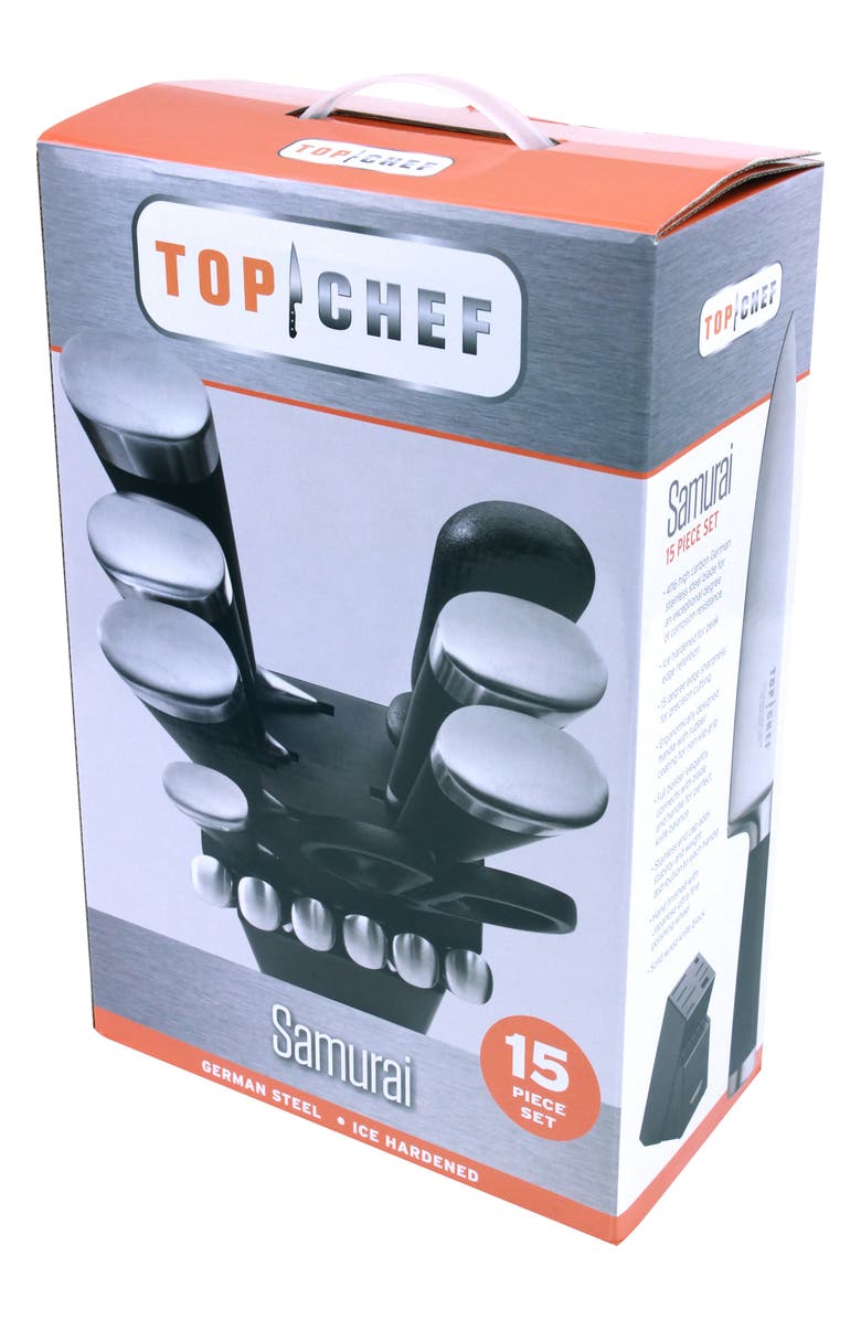 TOP CHEF Samurai 15-Piece Knife Block Set, Alternate, color, 