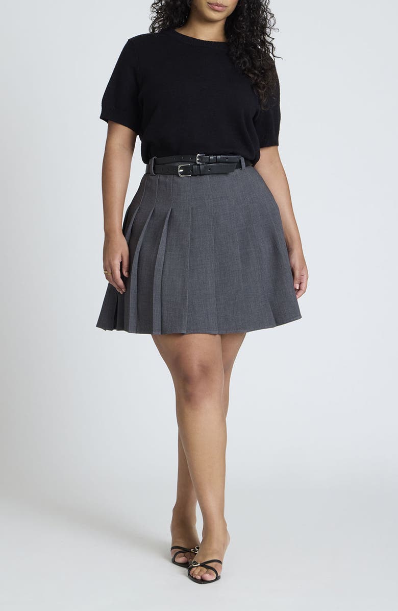 ELOQUII Preppy Pleated Mini Skirt, Alternate, color, 