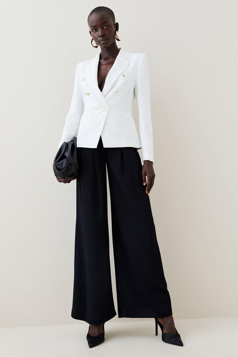 Tailored Button Military Blazer, Alternate, color, Ivory