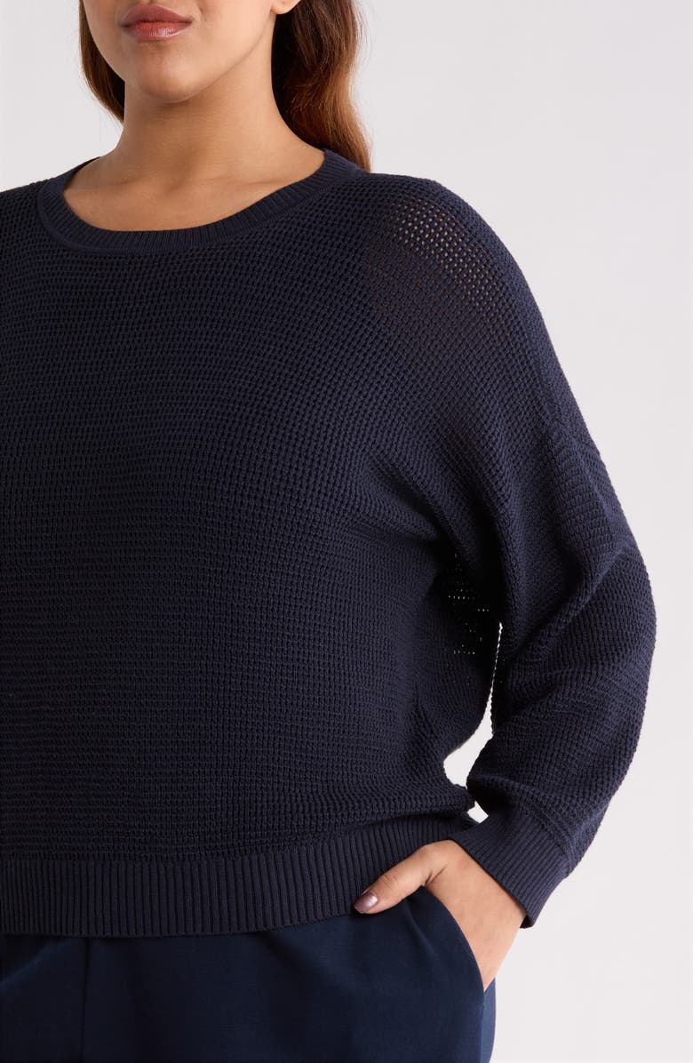 Eileen Fisher Waffle Knit Sweater, Alternate, color, Ink