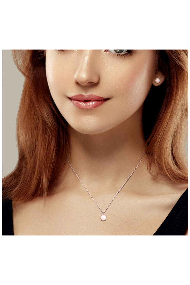 Round Opal Stud Earrings & Pendant Necklace Set, Alternate, color, WHITE