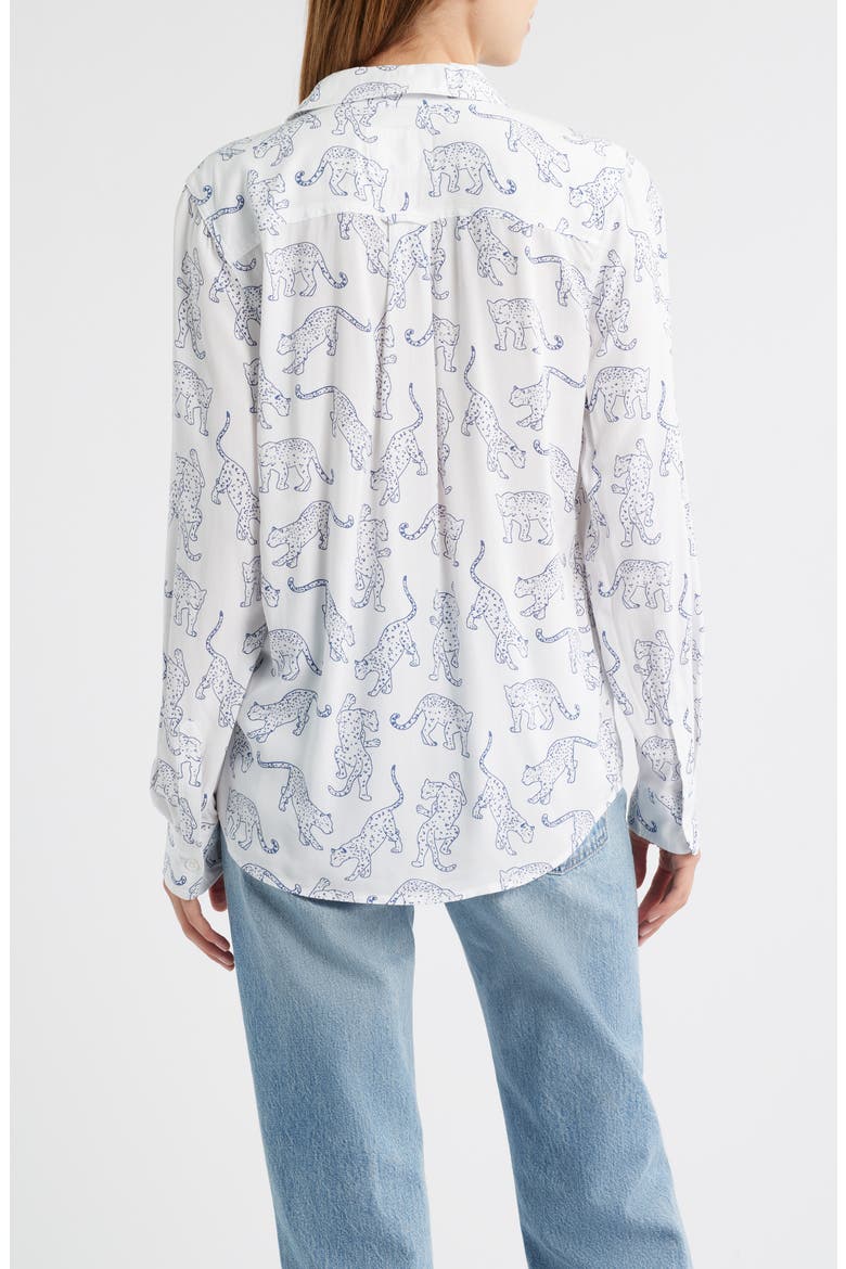 Kathryn Print Button-Up Shirt, Alternate, color, COBALT