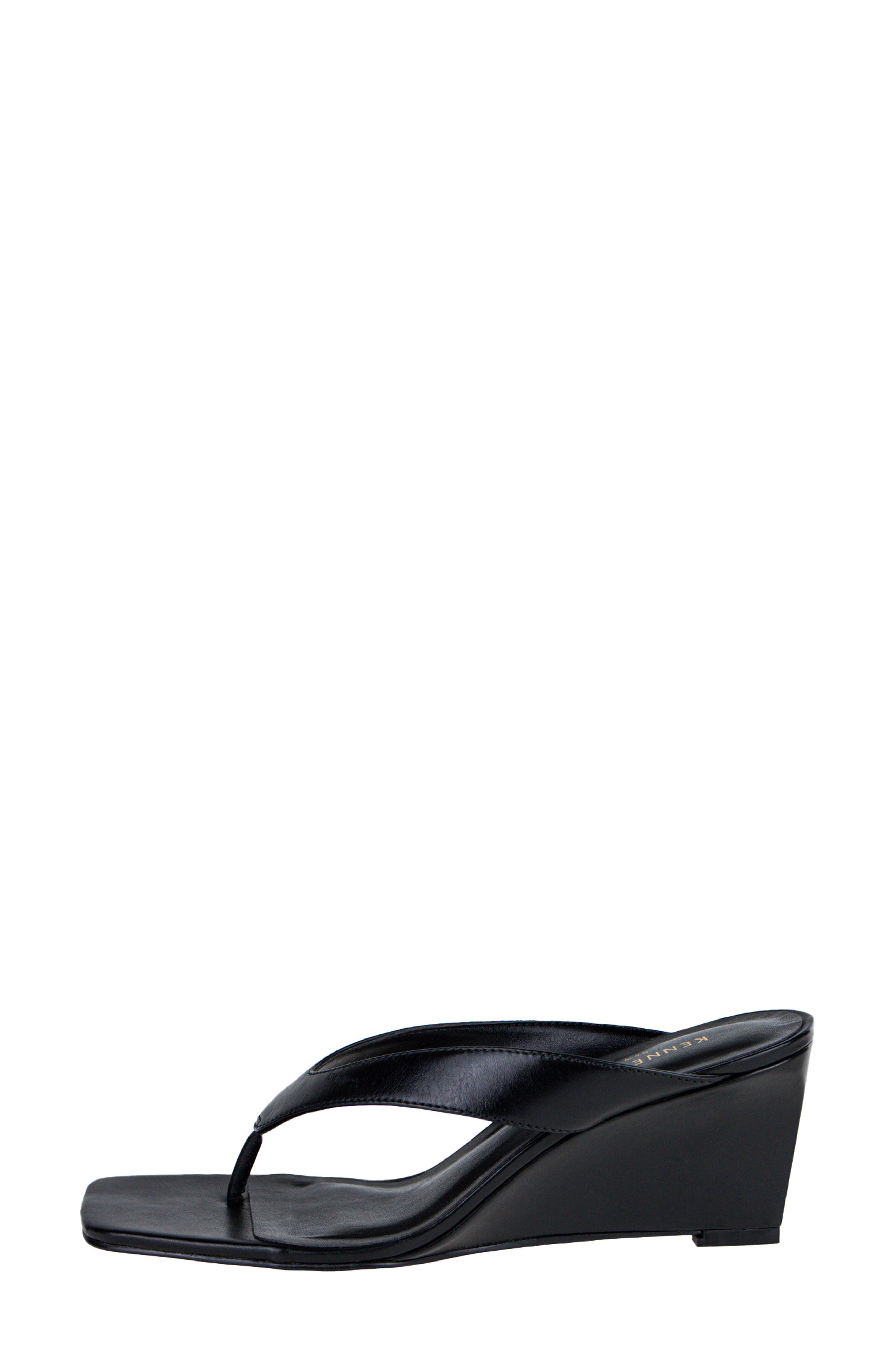 Kenneth Cole Susannah Wedge Sandal, Alternate, color, Black Leather