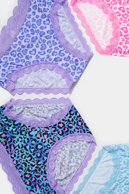 Stripe & Stare High Rise Knicker Four Pack In Classic Leopard