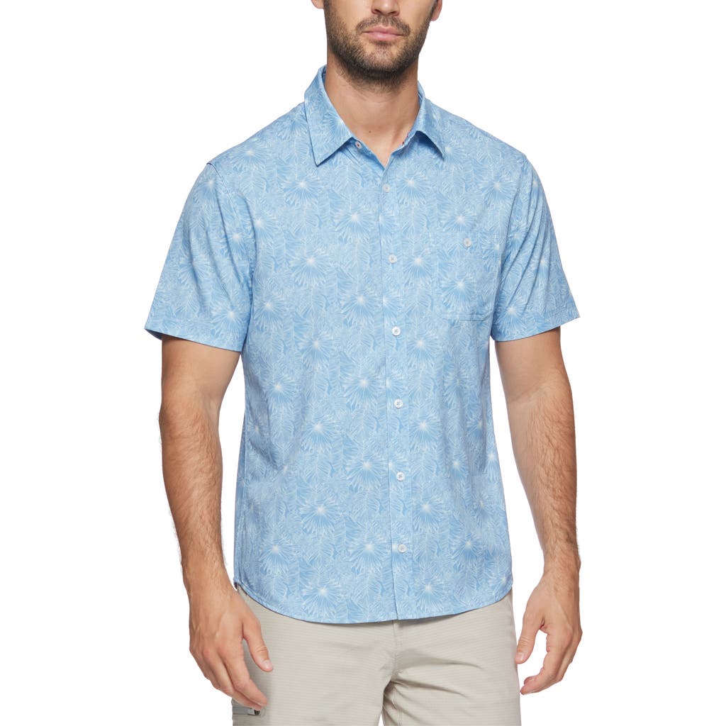Shop Flag And Anthem Beckley Palm Print Short Sleeve Shirt In Light Blue