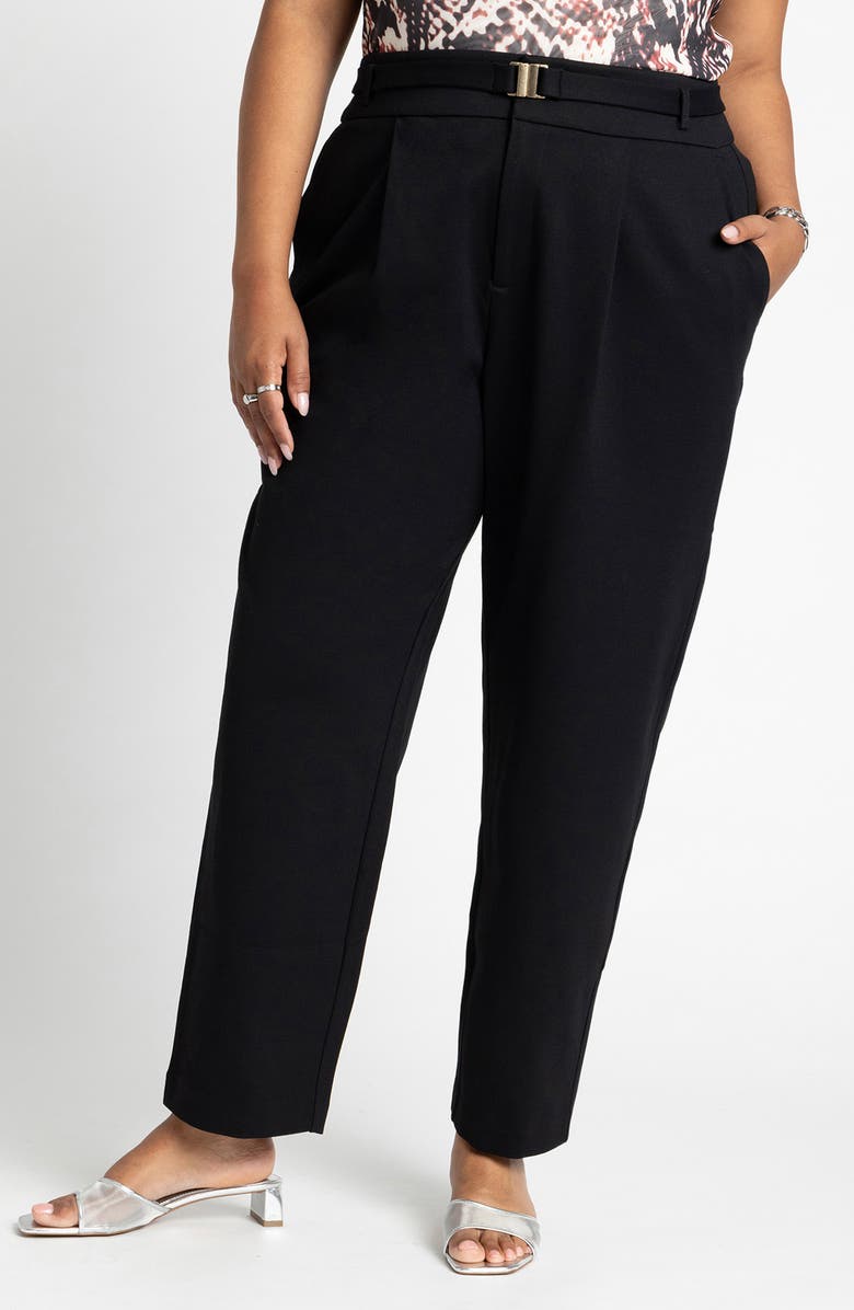ELOQUII Belted High Waist Stretch Ankle Pants, Main, color, 