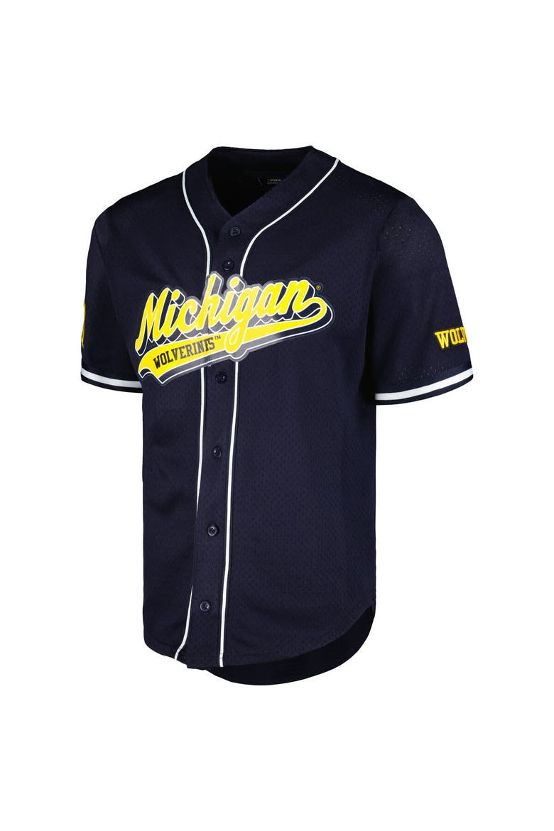 Men's Pro Standard Navy Michigan Wolverines Mesh Full-Button Replica Baseball Jersey, Alternate, color, Navy
