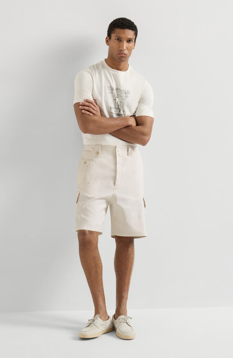 Brunello Cucinelli Bermuda shorts with cargo pockets, Alternate, color, White