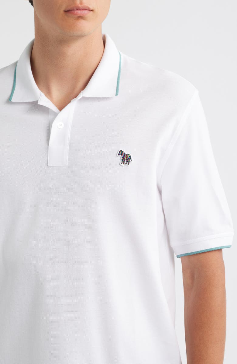 PS Paul Smith Zebra Organic Cotton Piqué Polo, Alternate, color, White