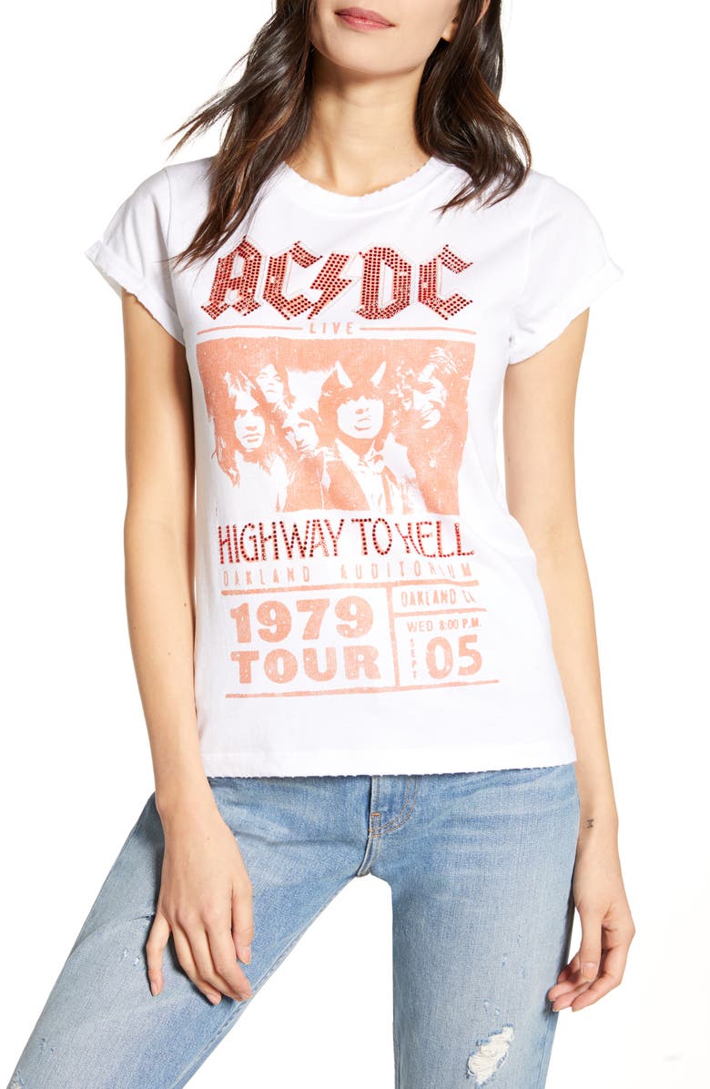 Recycled Karma Crystal Embellished AC/DC Highway to Hell Tour Tee, Main, color, 