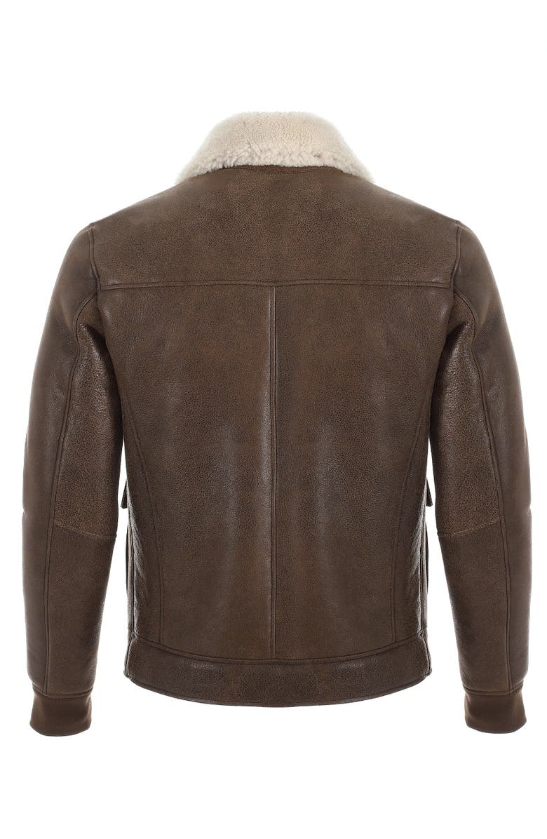 Furniq UK Percival Grained Shearling Jacket, Alternate, color, Camel Brown