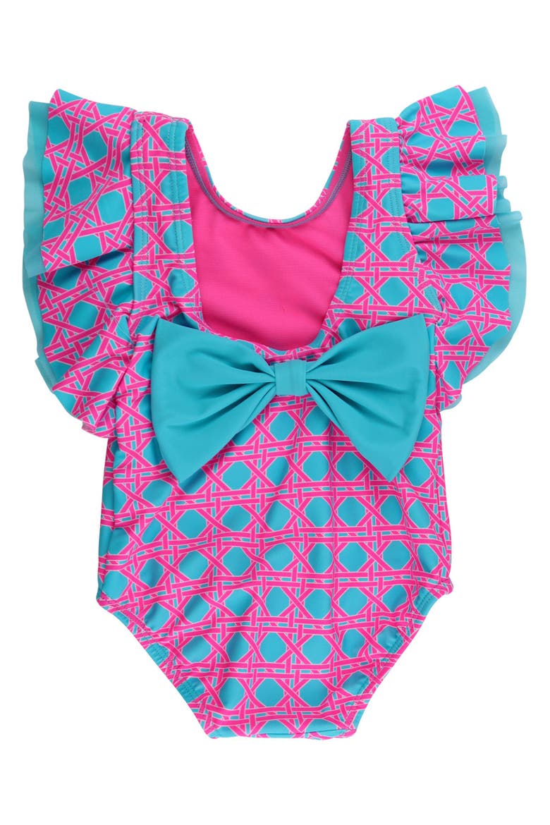 Baby/Toddler Girls UPF50+ Sun Protected Butterfly One Piece, Alternate, color, Neon Sorbet Cane