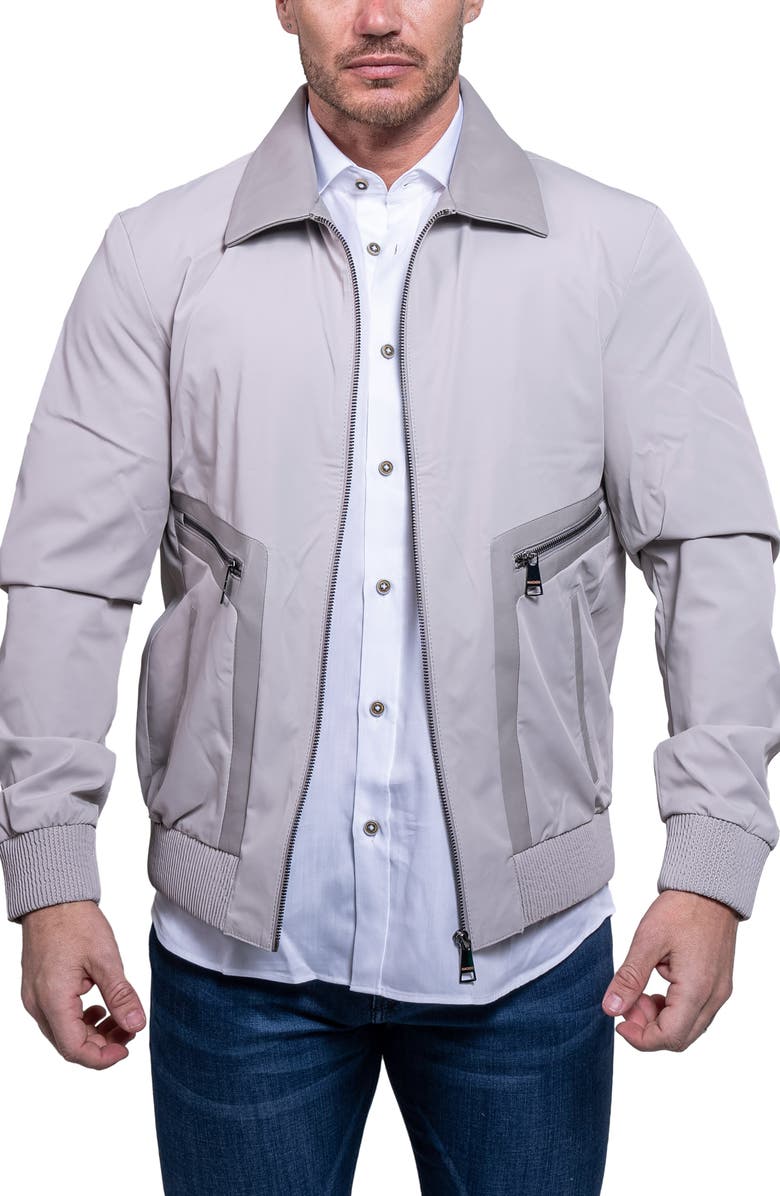 Maceoo Resistance Leather Trim Bomber Jacket, Alternate, color,