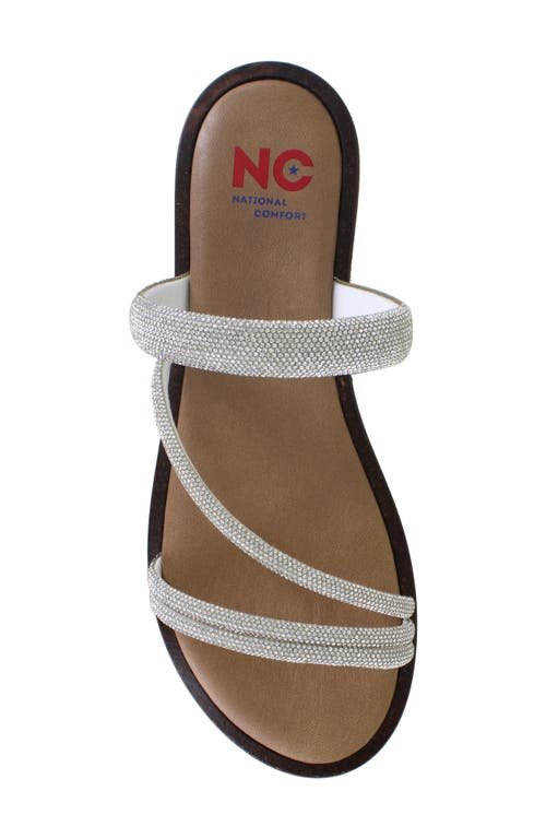 National Comfort Aranda Crystal Embellished Sandal In Silver Suede