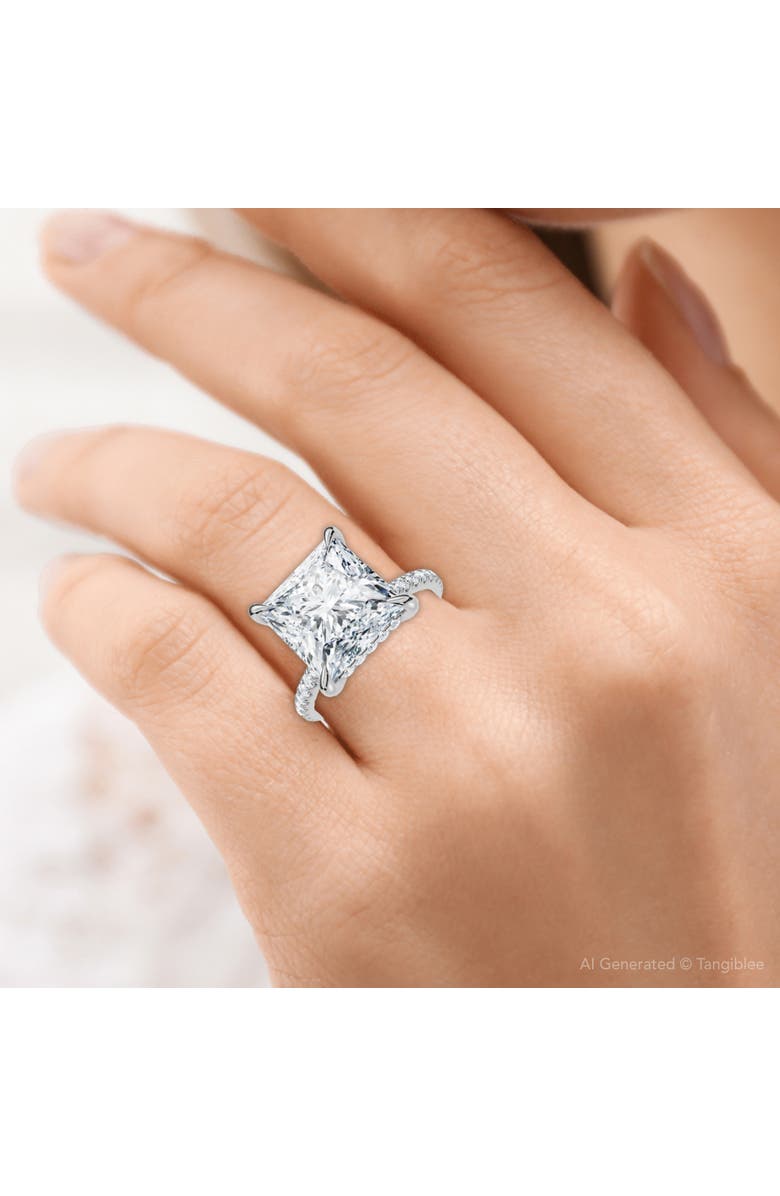 Bliss Diamond Certified 4 1/3Ct Princess Cut Side Halo Engagement Ring 14k Gold/Pt Lab Grown, Alternate, color, 