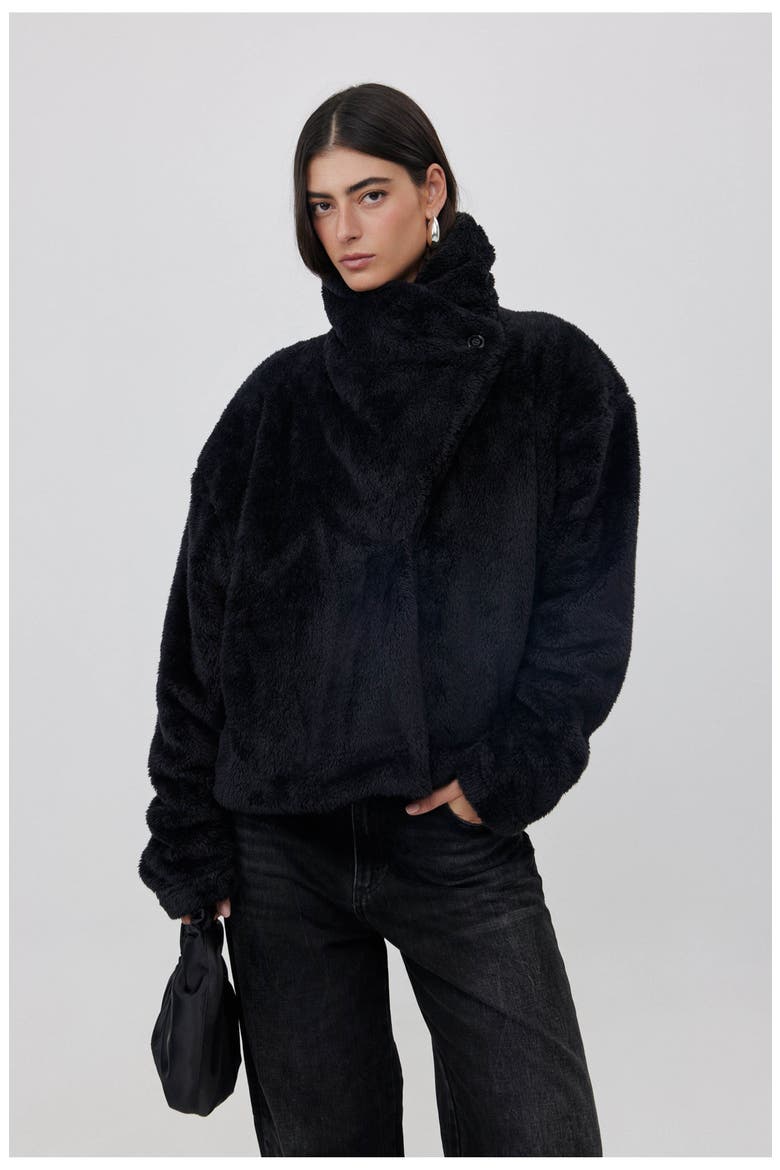 The Button-Up Fleece Cozy Coat, Alternate, color, Black