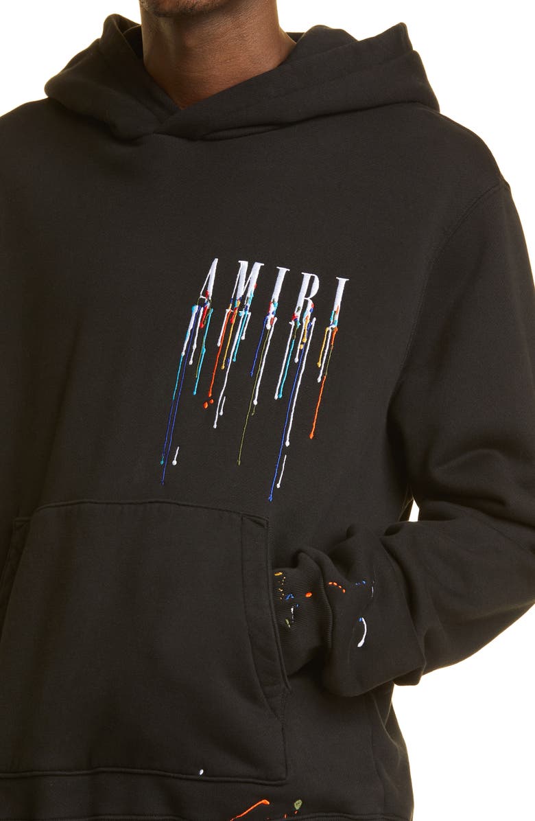 AMIRI Embroidered Paint Drip Core Logo Hoodie, Alternate, color, Black / White