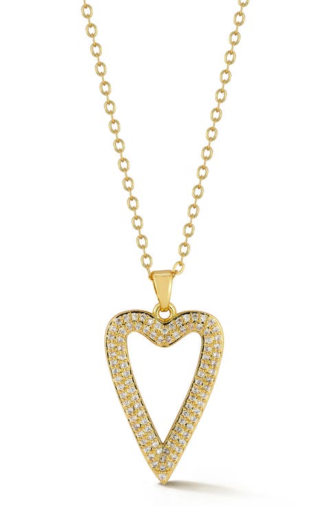 Pavé Cubic Zirconia Heart Pendant Necklace
