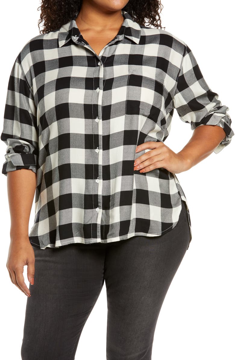 Treasure & Bond Plaid Boyfriend Shirt, Main, color,