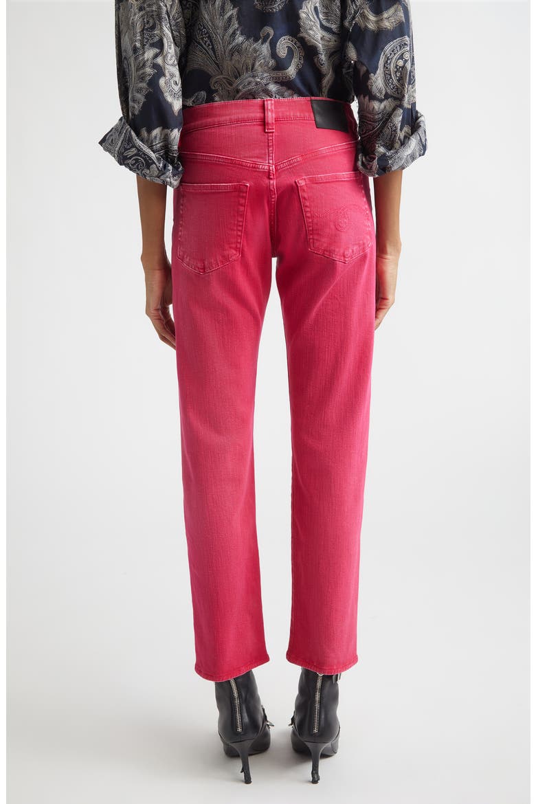 Romeo Distressed Crop Slim Straight Leg Jeans, Alternate, color, FUCHSIA STRETCH