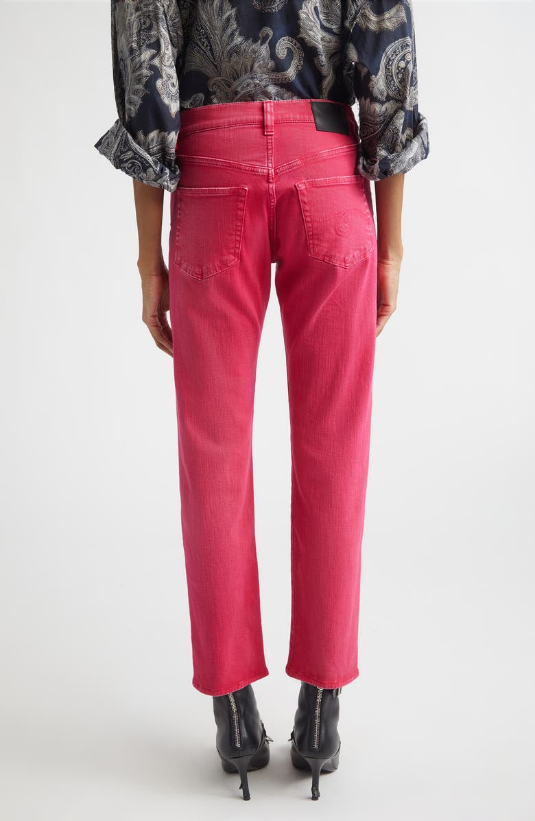 R13 Romeo Distressed Crop Slim Straight Leg Jeans, Alternate, color, Fuchsia Stretch