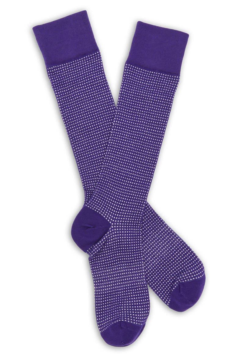 Bird's-Eye Dress Socks, Alternate, color, PURPLE / WHITE